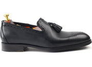 Men’s Black Genuine Leather Formal Tassel Loafers Dress Shoes - Feetique Footwea